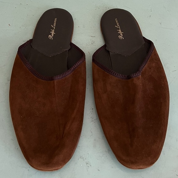 Ralph Lauren Handmade In England Vintage Brown Suede Slipper Shoes Size Medium